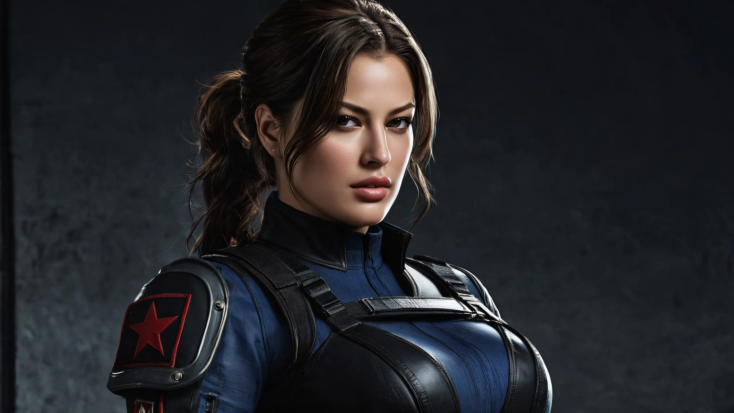 Ashley Graham from Resident Evil in a dark and foreboding desktop landscape, perfect for a PC or Desktop background.