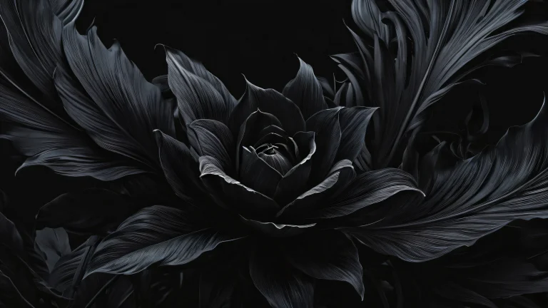 Breathtaking dark mode desktop wallpaper with deep blacks and luminescent accents for a sleek PC or laptop, perfect for macOS.