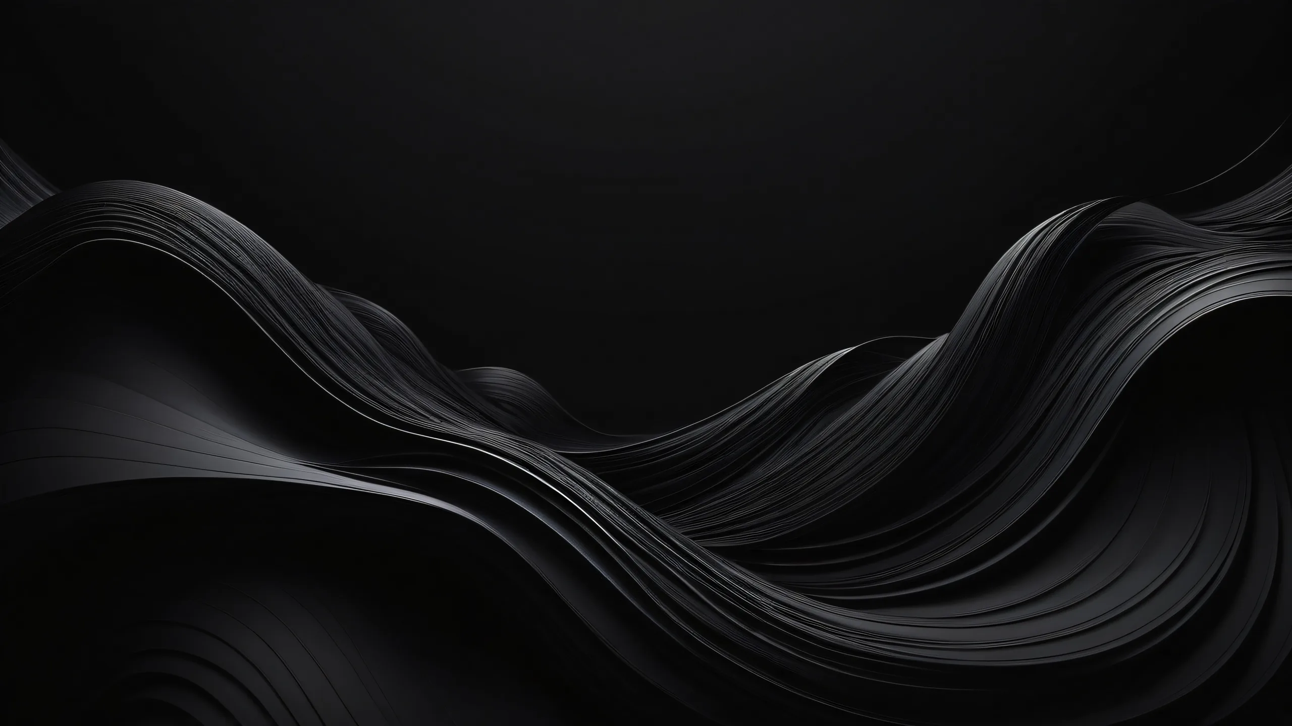 A dark mode desktop background featuring a vast, deep void with crisp contrast and luminescent accents for a sleek aesthetic suitable for Desktop/PC.