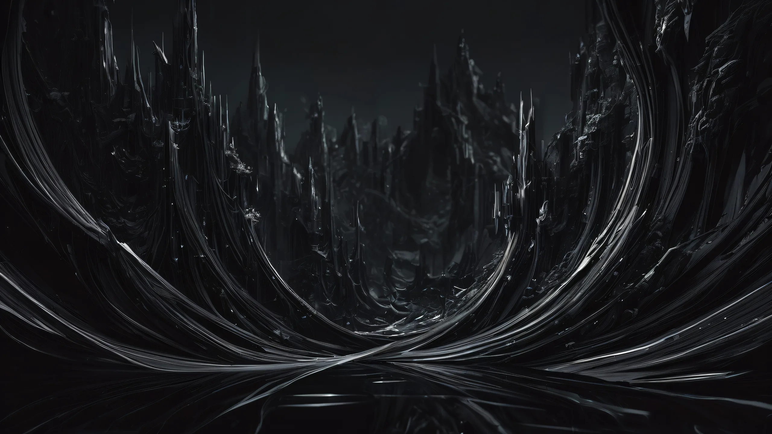 Stunning Elegance in Void Wallpaper Pure void desktop wallpaper with crisp contrast and luminescent accents for a sleek dark mode aesthetic on Desktop/PC.