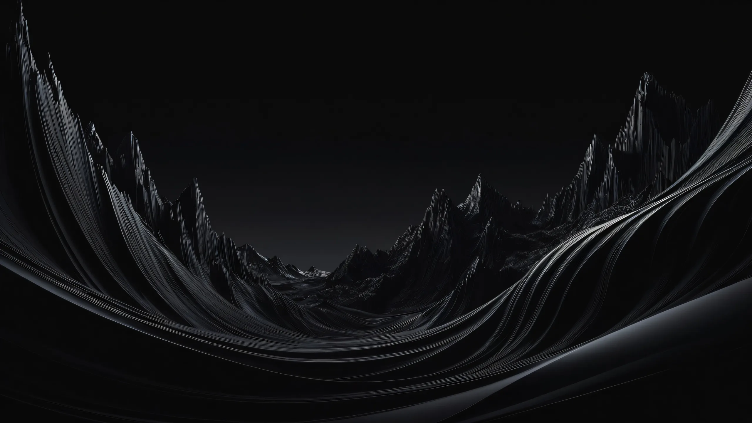 Breathtaking dark mode desktop wallpaper featuring a vast pure void with deep blacks and luminescent accents, perfect for Desktop/PC use.