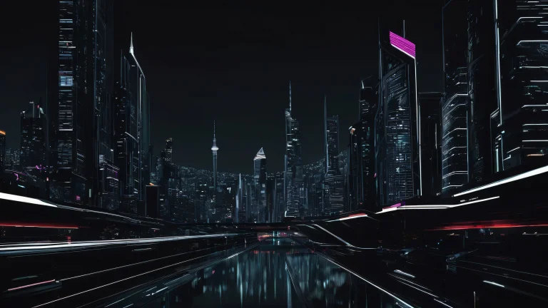 Breathtaking cityscape desktop background with sleek dark mode aesthetic for PC or Desktop.