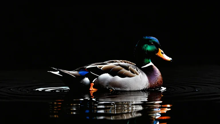 A sleek dark mode desktop background featuring ducks in a vast pure void, perfect for PC or laptop screens.
