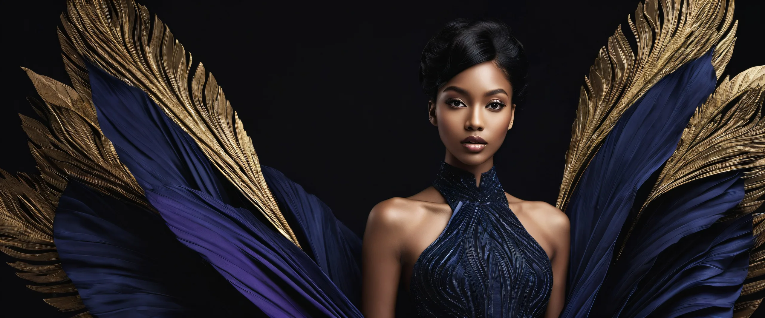 Stunning woman in a sleek dark mode setting on a Desktop/PC