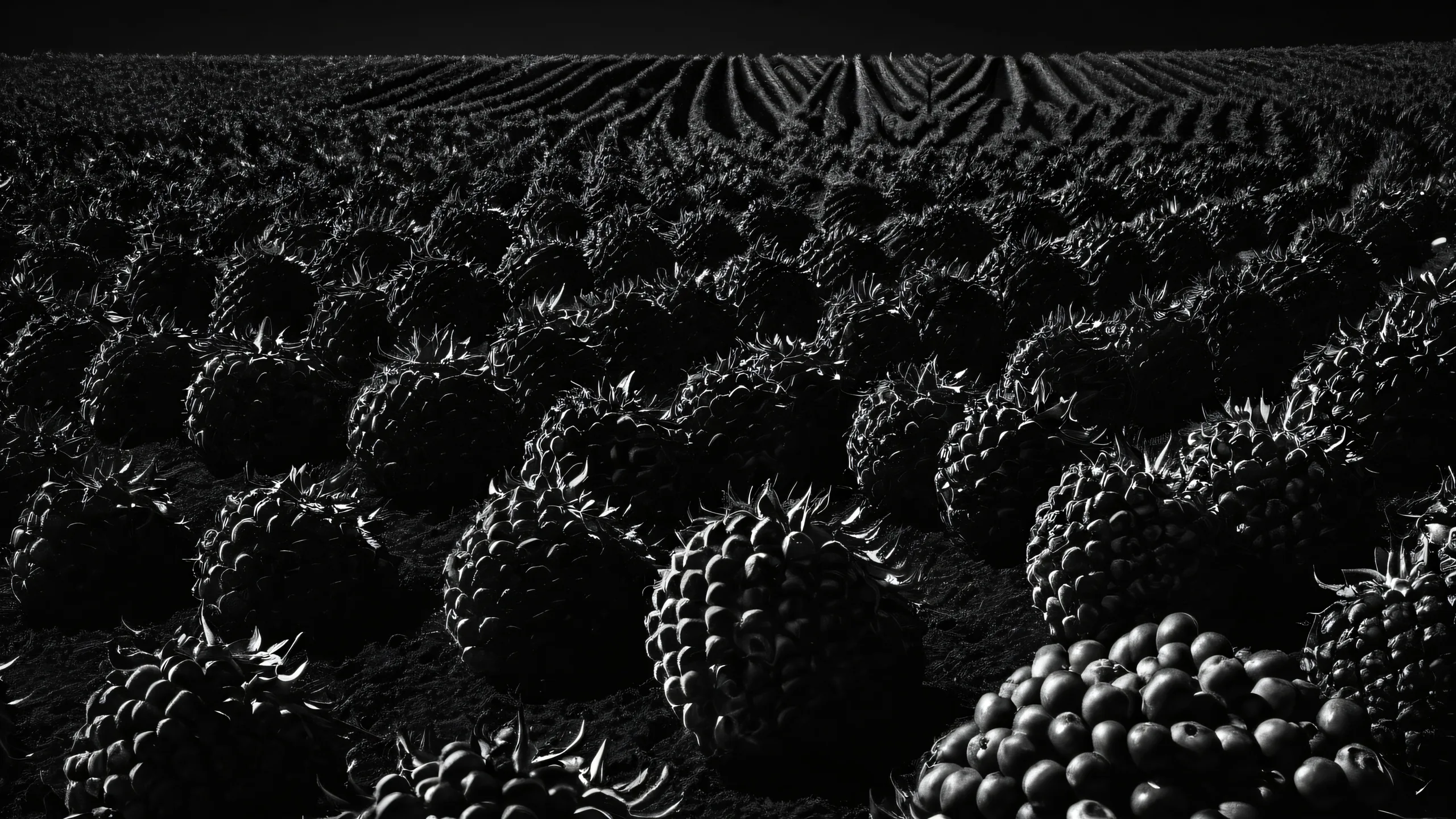 Breathtaking desktop wallpaper of a pristine Fruit Farm on a dark mode background for your Desktop/PC.