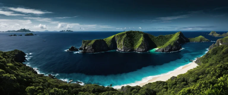 Stunning aerial view of island coast for desktop/pc, perfect composition and contrast