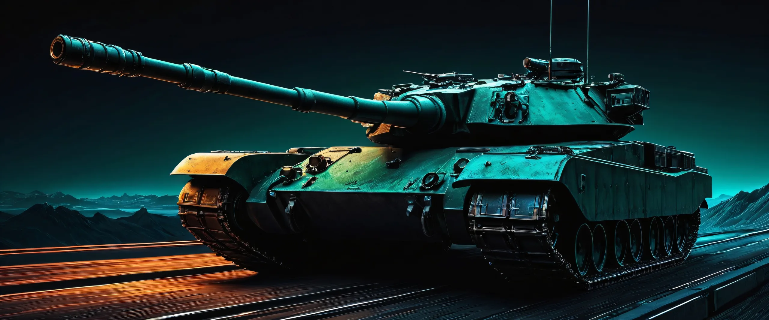 Breathtaking cyberpunk desktop scene featuring a void with neon blues and greens, perfect for a PC or Desktop background.