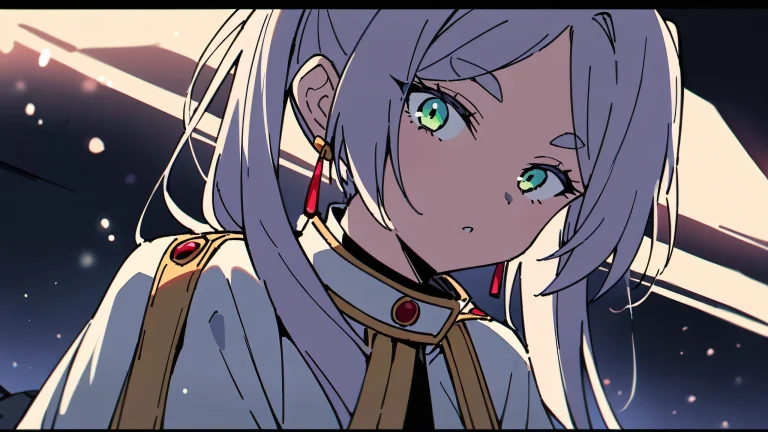 A girl looking at the viewer against a perfectly clean vast pure void with extreme depth of field and soft pastel tones with dominant brown hue, ideal for a desktop/pc background