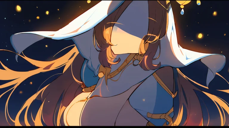 A lone girl, Nilou from Genshin Impact, gazing into the distance on a perfectly clean vast pure void, suitable for any Desktop/PC.