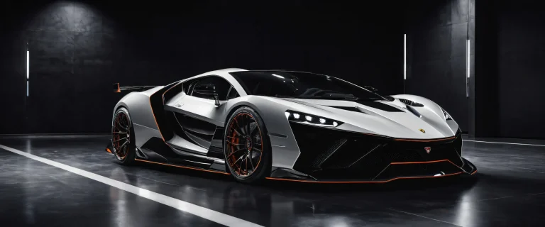 Award-winning desktop wallpaper of a sleek car on a pure void background for use as a desktop/pc background.