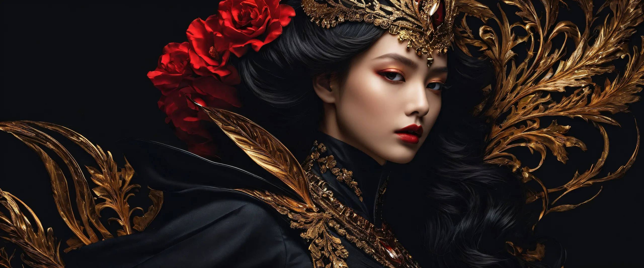 A stunning desktop image of women in a pristine void with dark mode aesthetic for PC or Desktop