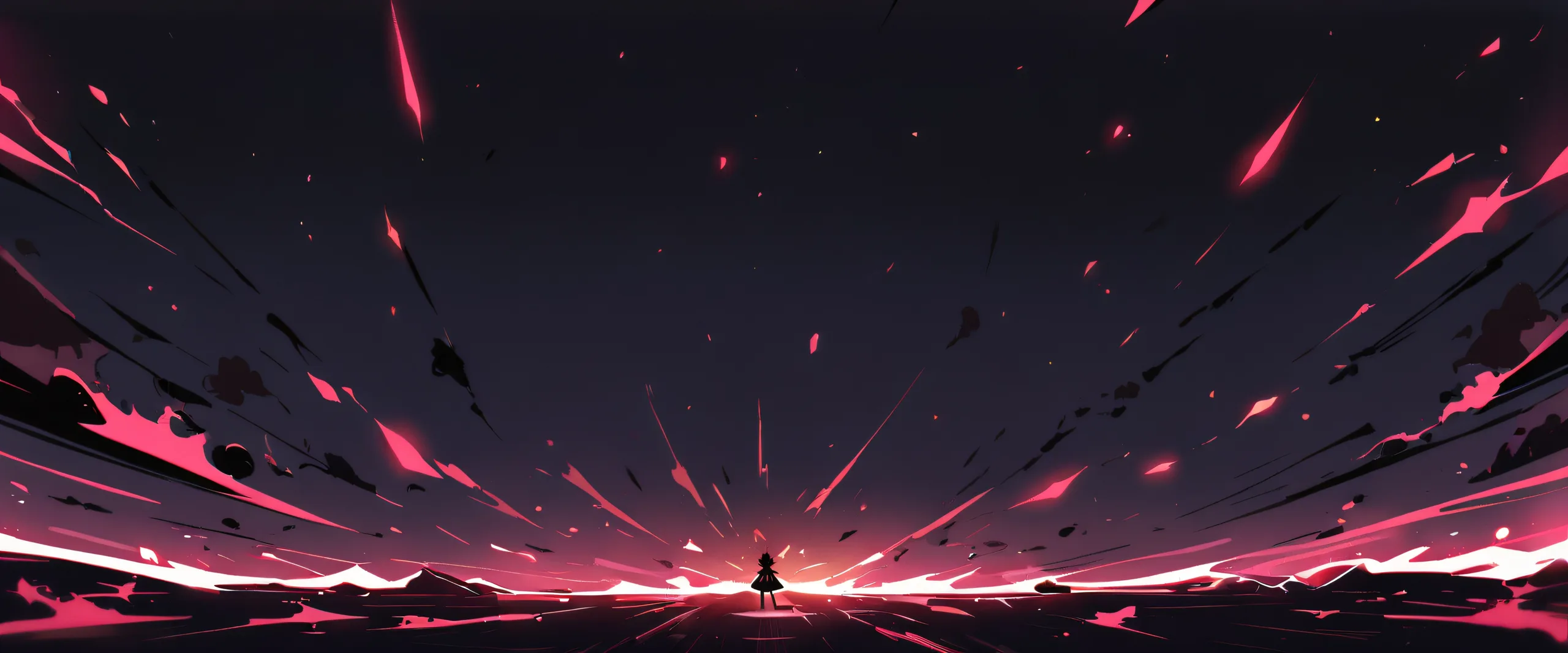 A young girl stands alone in a vast, dark void, looking directly at the viewer with her intense gaze. Desktop/PC friendly.