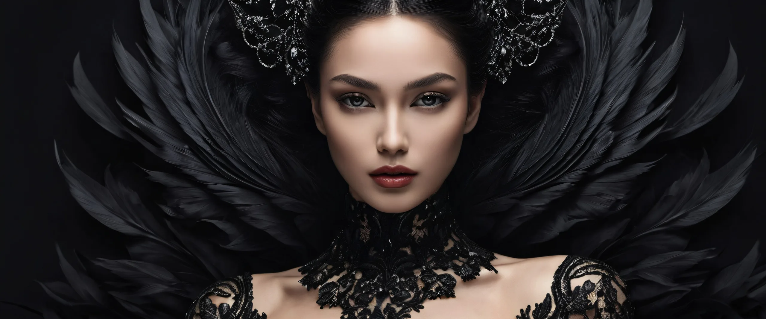 Ultra HD Elegant Solitude in the Void Wallpaper A beautiful female figure against a vast, pure void with deep depth of field, perfect for your Desktop/PC.