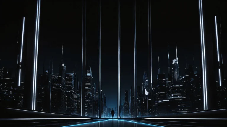 Breathtaking building landscape for Desktop/PC, featuring stunning darkness and luminescent accents.