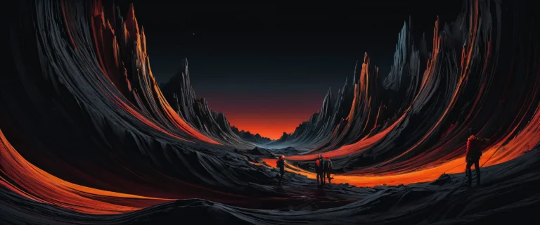 Group of people surrounded by a vast pure void with subtle luminescent accents on Desktop/PC