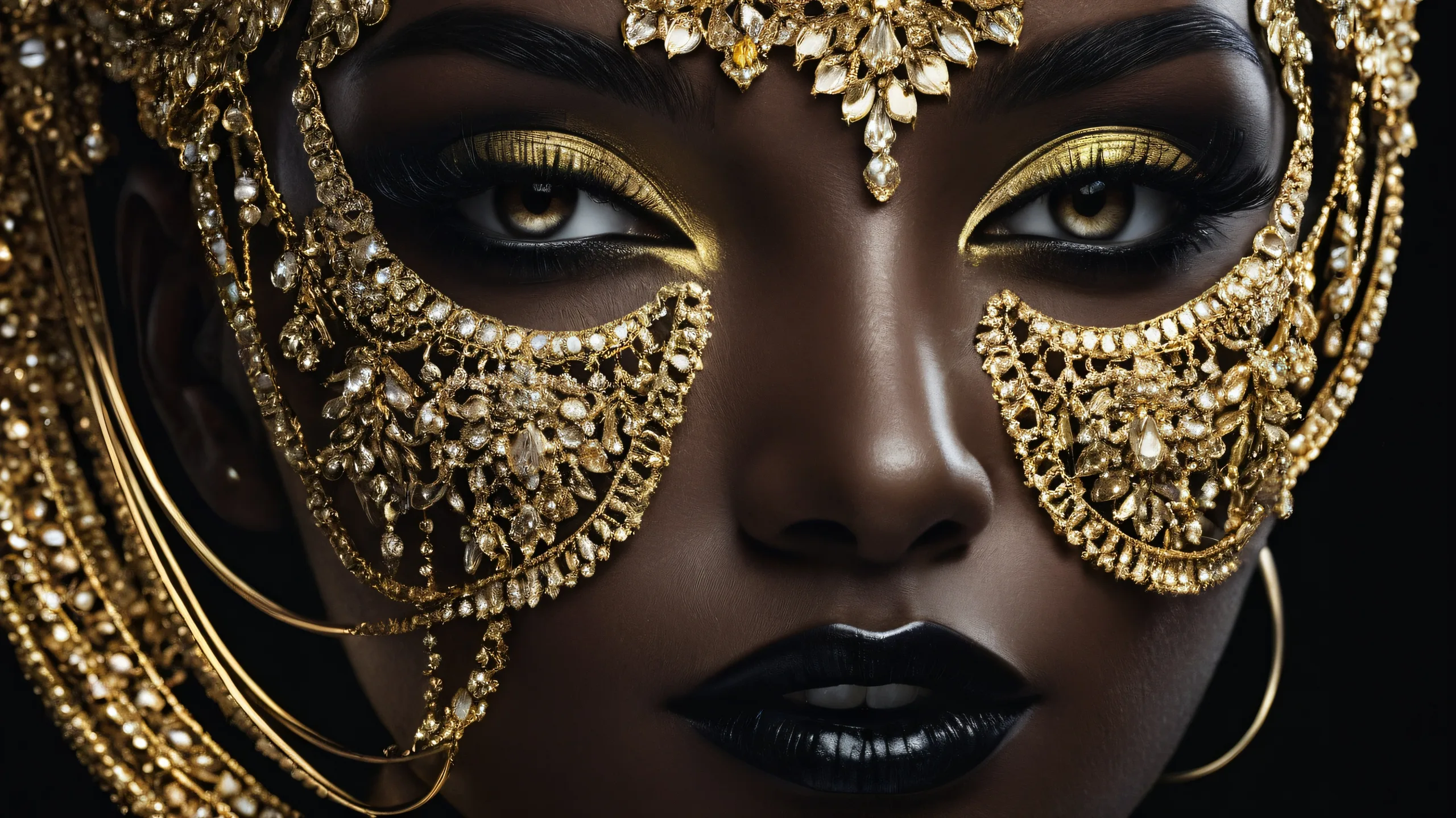 Surreal desktop scene of a prestigious woman in a perfectly clean vast pure void with deep depth of field for Desktop/PC