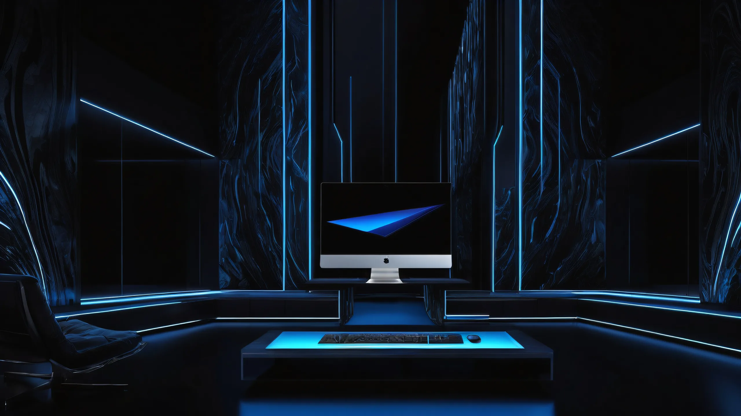 A stunning desktop wallpaper featuring sleek architecture set against a vast, pure void. Perfect for Desktop/PC.