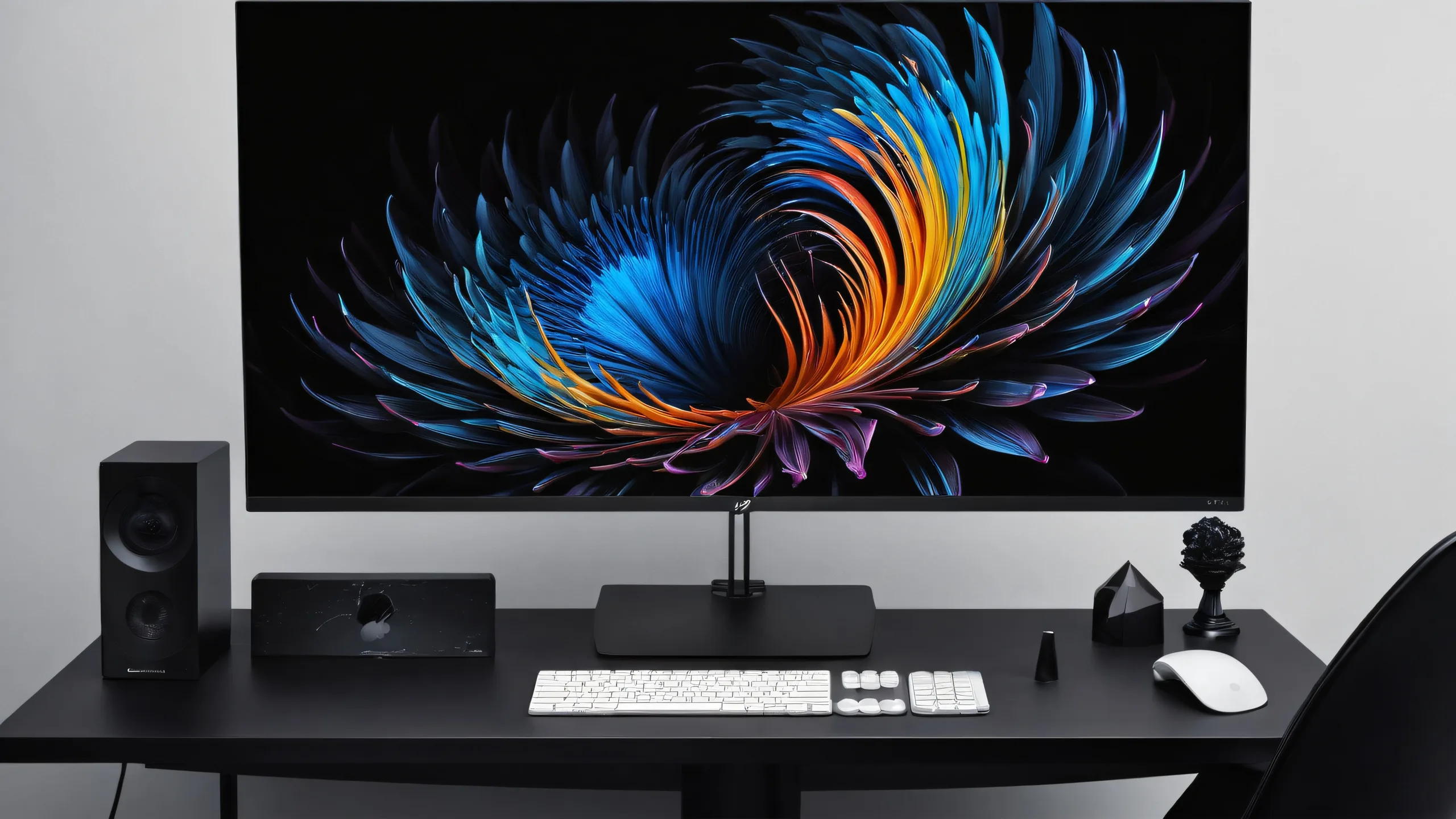 A sleek dark mode desktop with a vast pure void, perfect for PC or Desktop use.