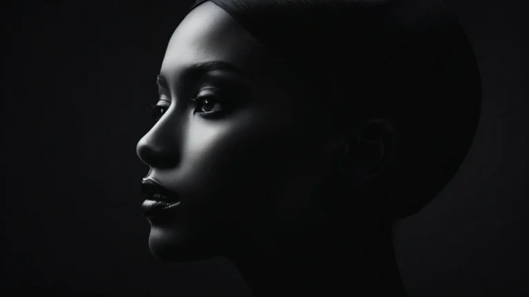 A stunning desktop wallpaper featuring an unknown woman set against a vast pure void with extreme depth of field, perfect for your Desktop/PC.