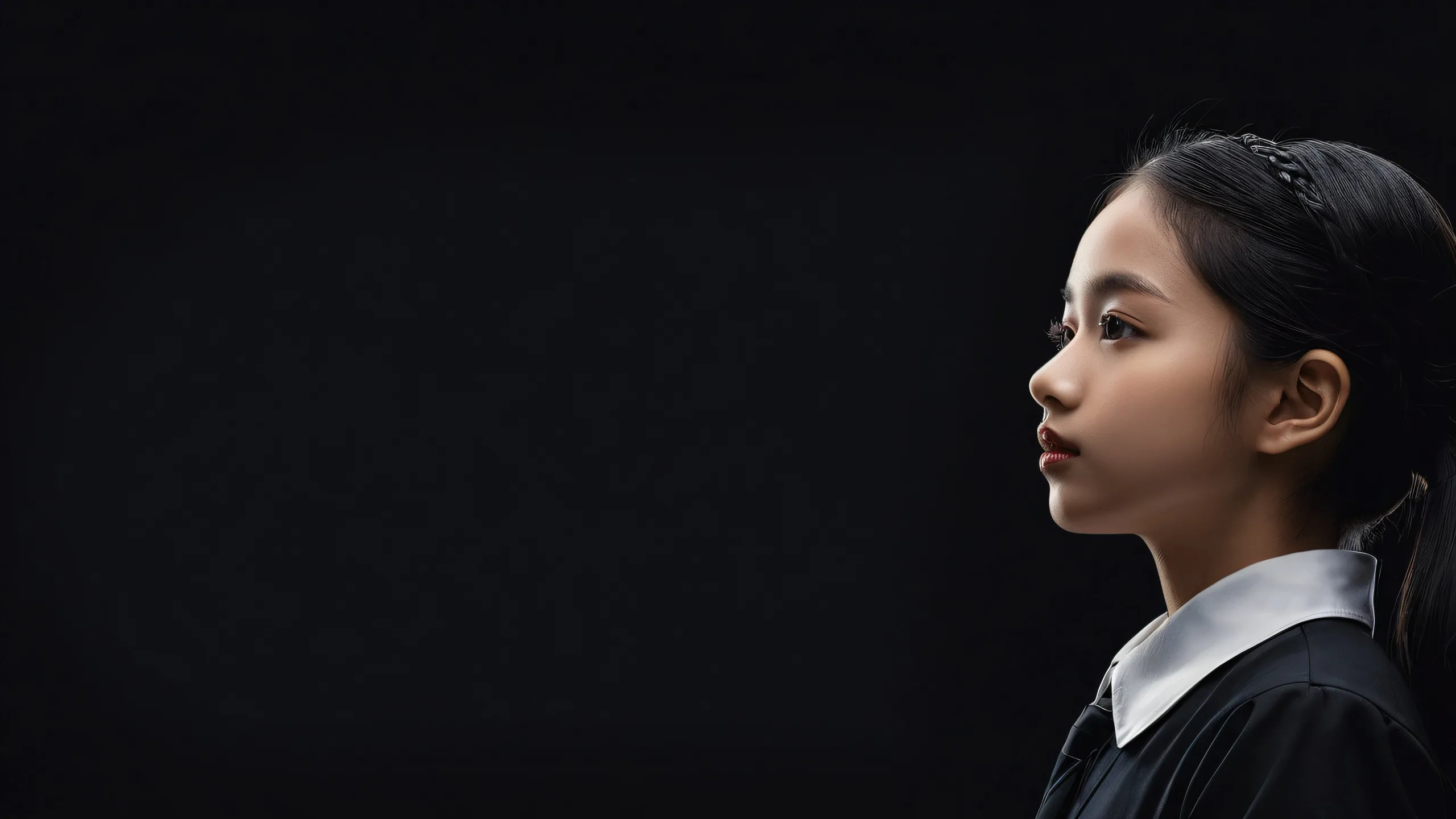 Epic Elegant Void Encounter Desktop Wallpaper School Girl desktop wallpaper with pure void and dark mode aesthetic for Desktop/PC.