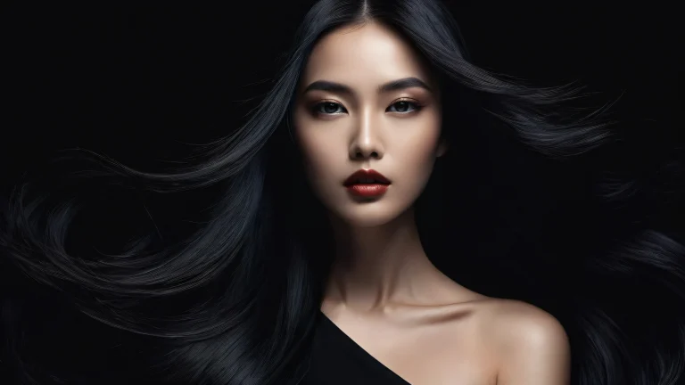 A digital art masterpiece of a woman set against a dark background on a desktop/PC.