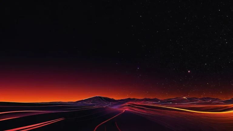 Breathtaking dark mode desktop for PC or Desktop, with deep blacks and luminescent accents