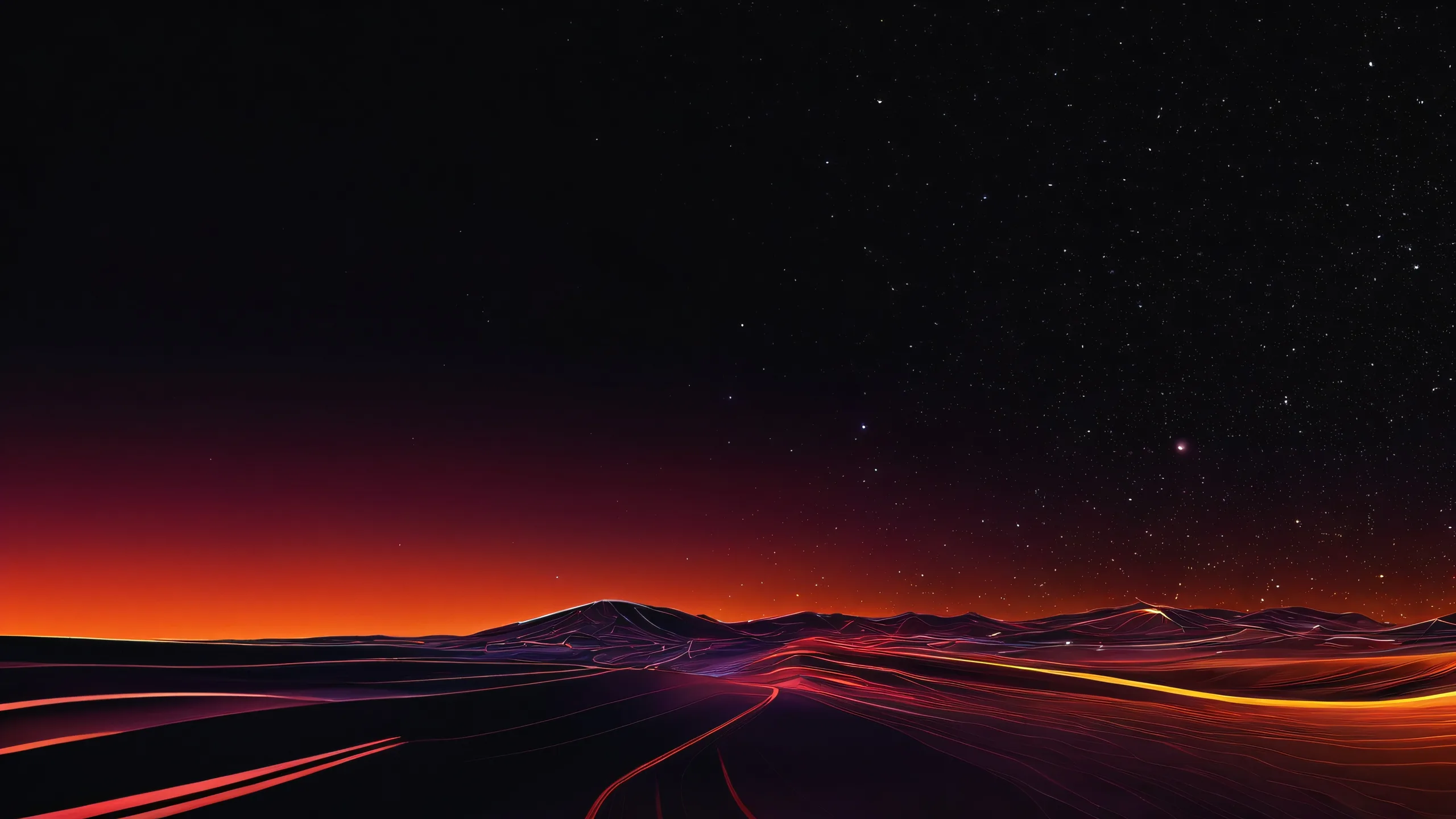 Breathtaking dark mode desktop for PC or Desktop, with deep blacks and luminescent accents