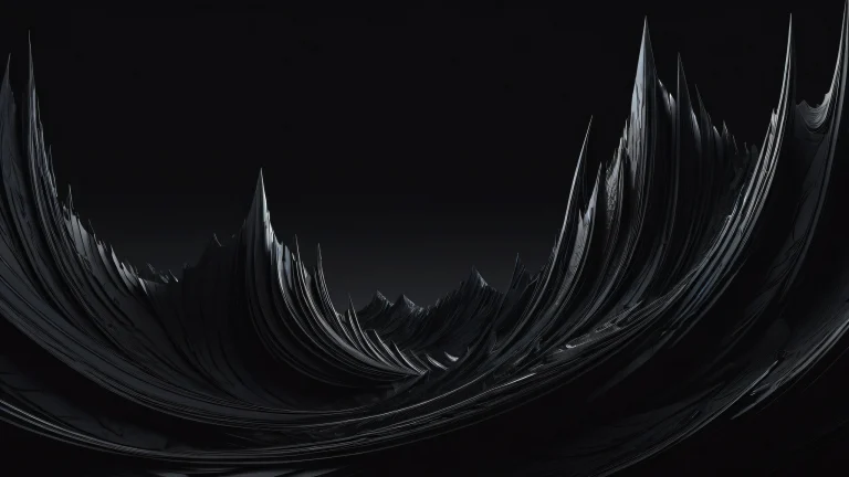 Sleek dark mode desktop scene with deep blacks and luminescent accents on a Desktop/PC.