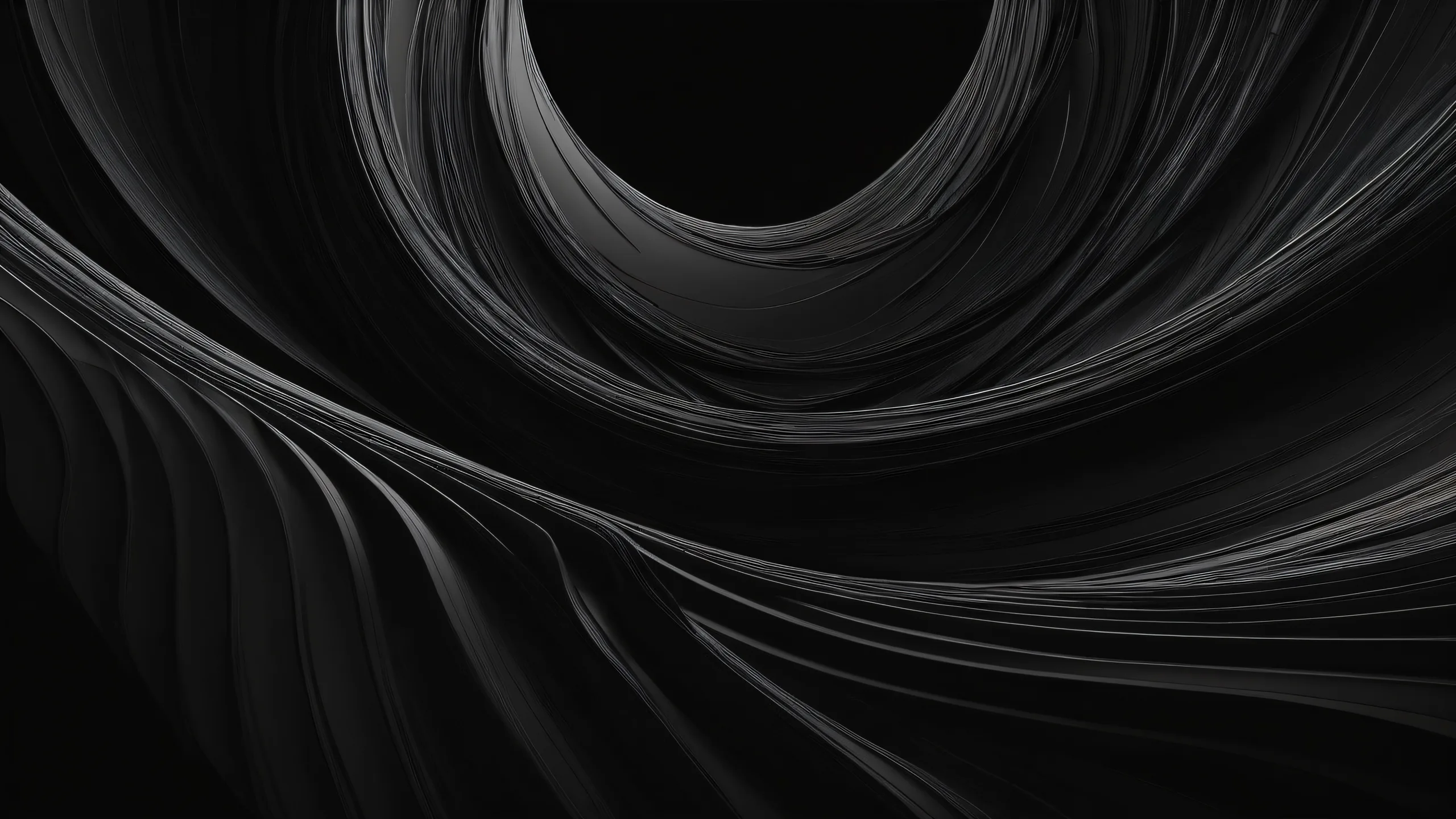 Breathtaking desktop wallpaper featuring a centered pure void on a dark mode aesthetic with perfect blacks and crisp contrast, suitable for PC or Desktop.