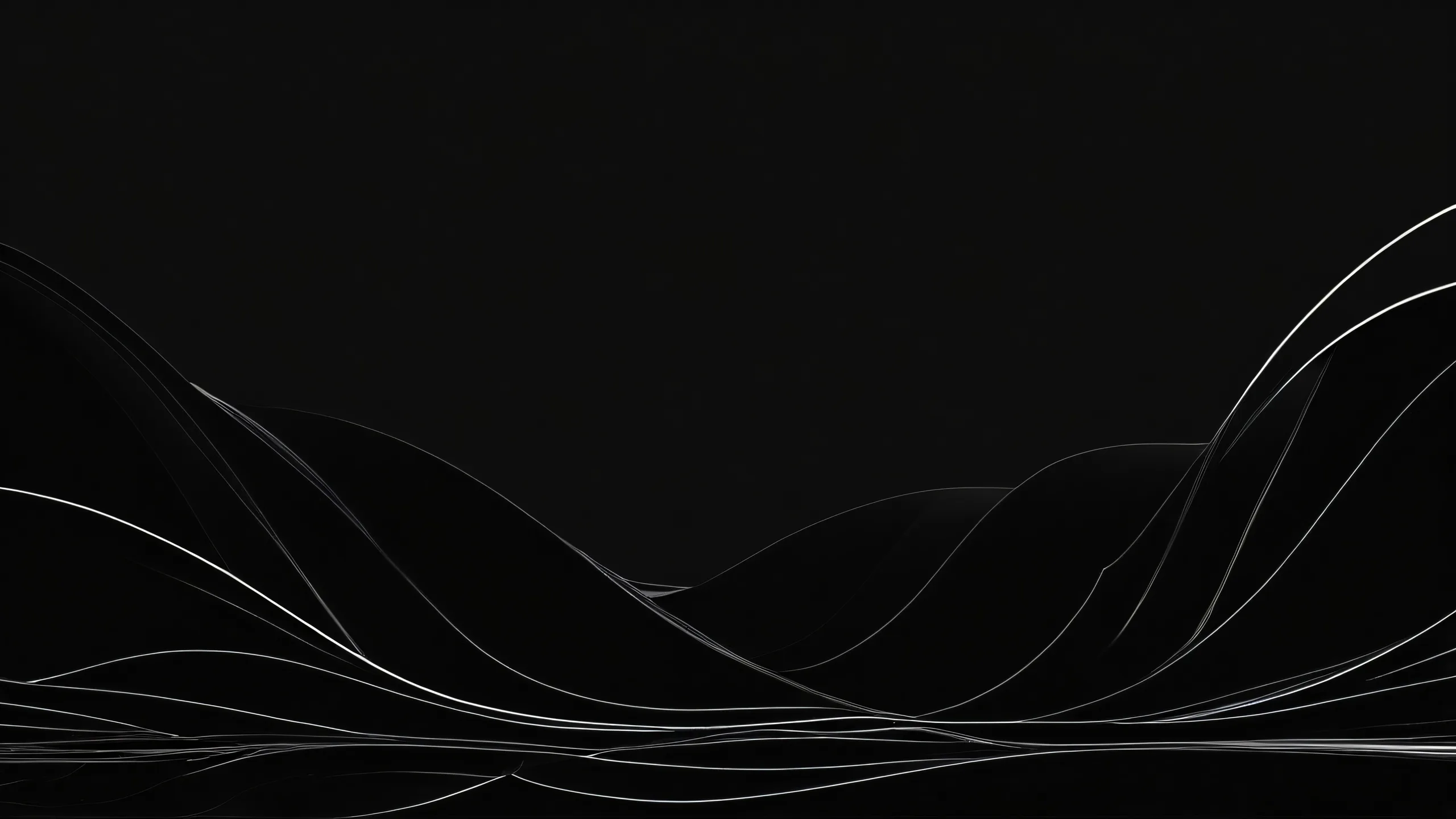 Breathtaking line art desktop wallpaper featuring a vast pure void with deep perfect blacks, crisp contrast, and elegant luminescent accents for a sleek dark mode aesthetic on Desktop/PC.