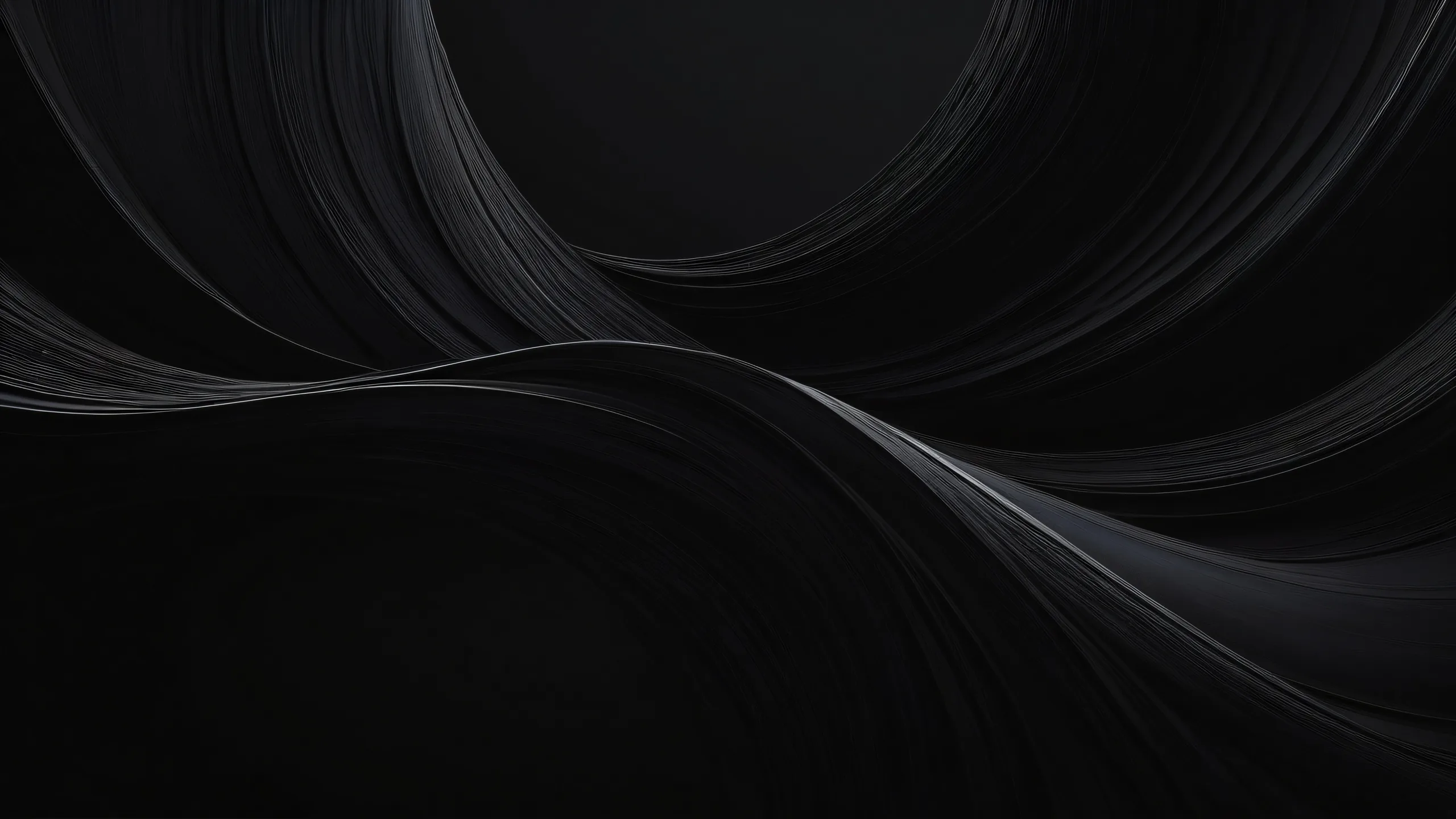 Breathtaking dark mode desktop with a vast pure void and luminescent accents for a Desktop/PC.