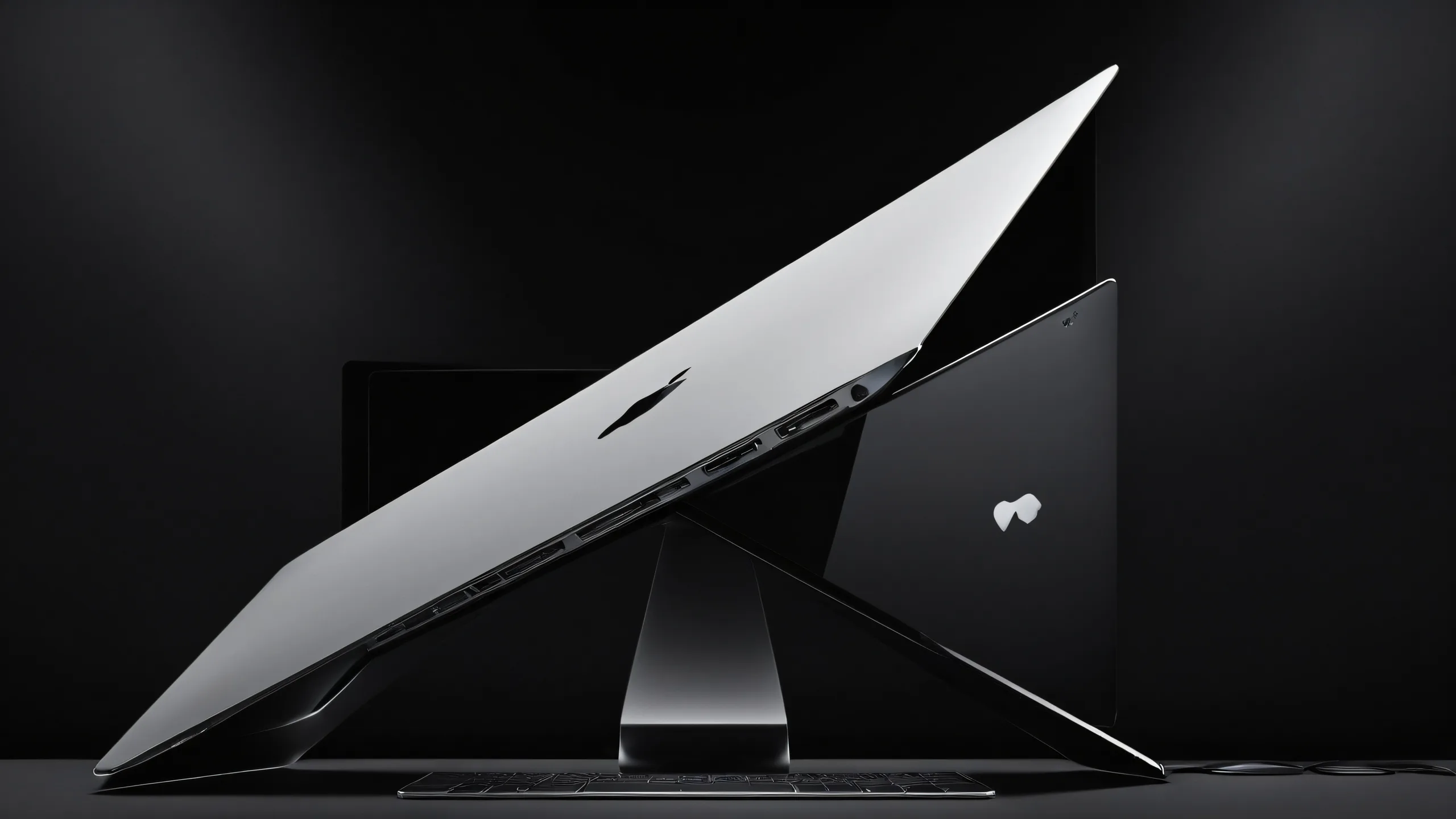 A beautiful dark mode desktop wallpaper featuring a vast pure void with sleek design and elegant luminescent accents for your PC or Desktop.