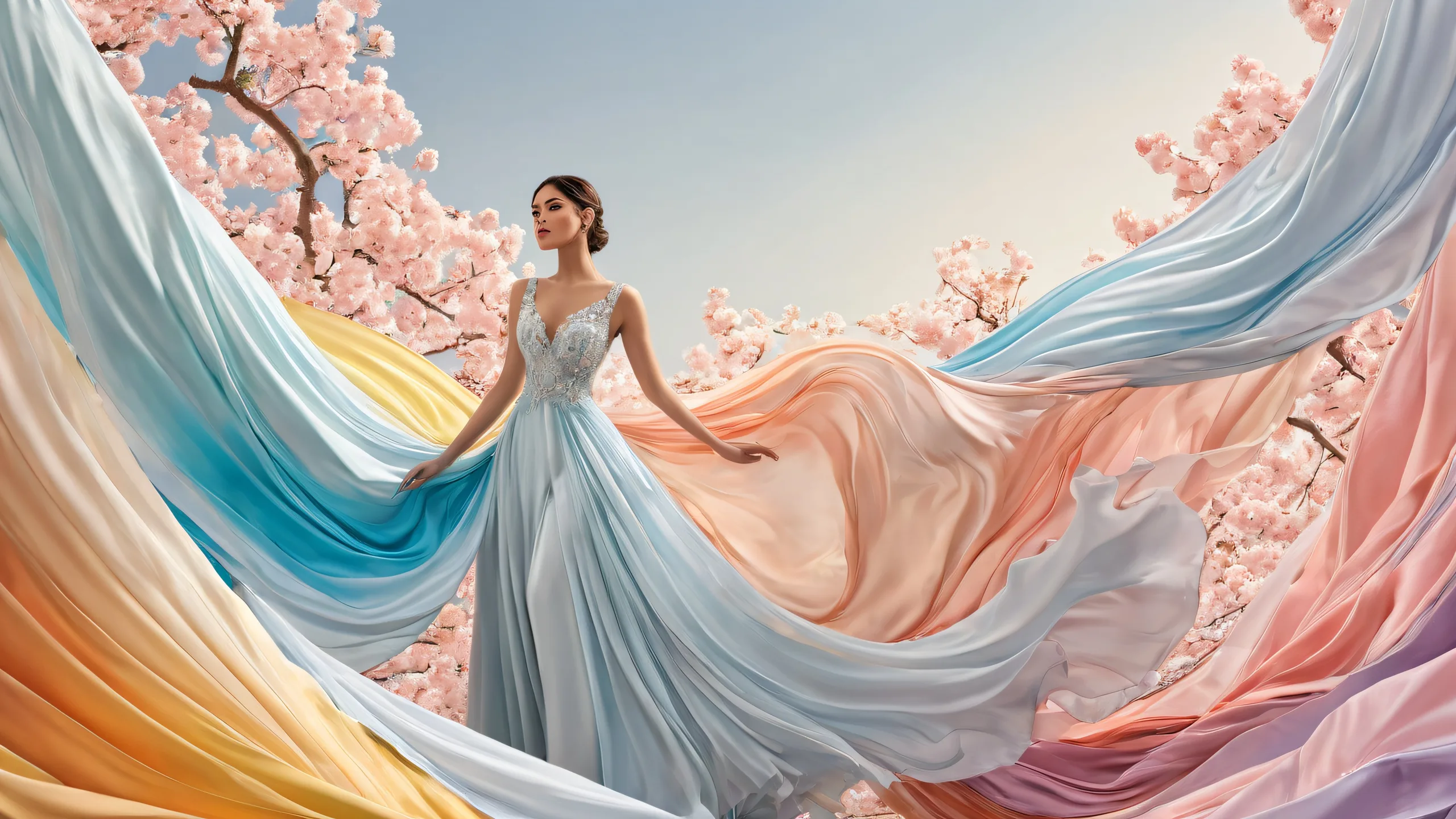 A stunning desktop wallpaper of a schoolgirl dress against a perfectly clean vast pure void with extreme depth of field, suitable for Desktop/PC