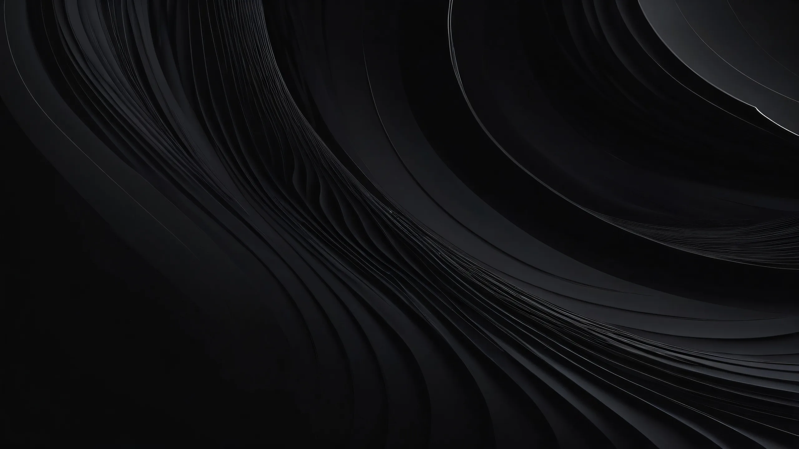 Breathtaking dark mode desktop wallpaper featuring a vast void with deep blacks and luminescent accents for Desktop/PC