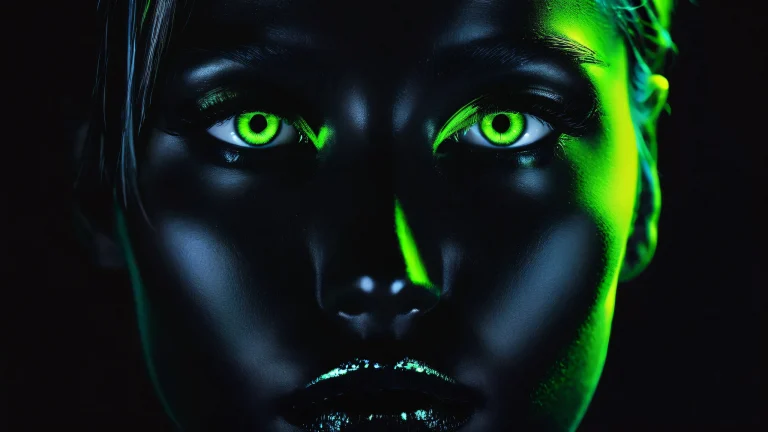 Breathtaking dark mode desktop scene with deep blacks and luminescent accents for Desktop/PC use.