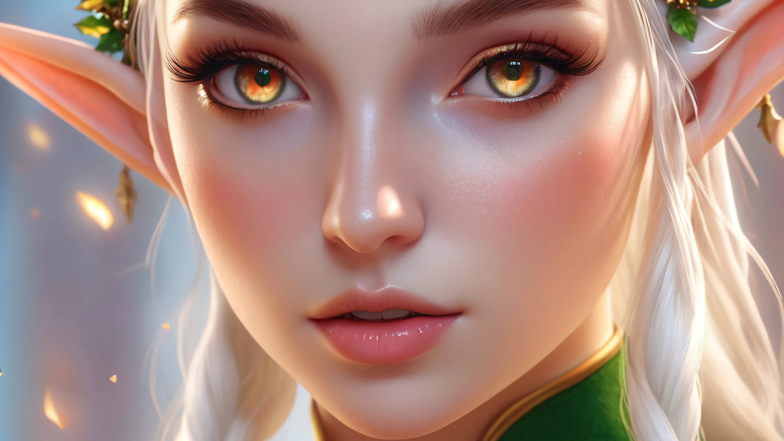 Elf girl standing in a vast pure void with extreme depth of field on a Desktop/PC