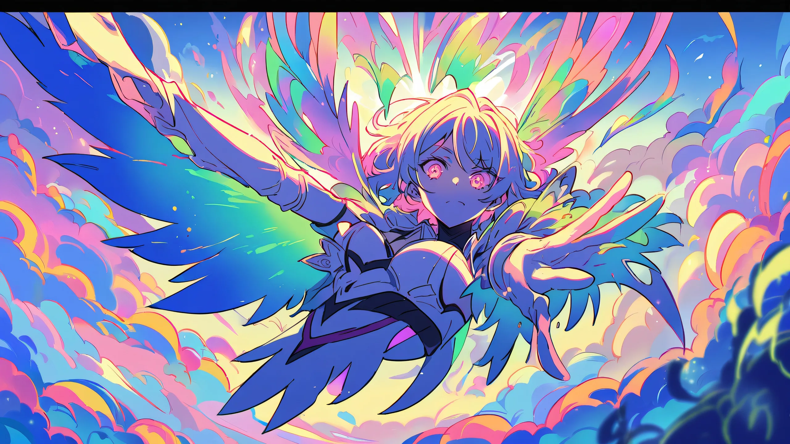 A beautifully illustrated anime scene for your desktop/PC, featuring a stunning void with ethereal lighting and a bright sky.