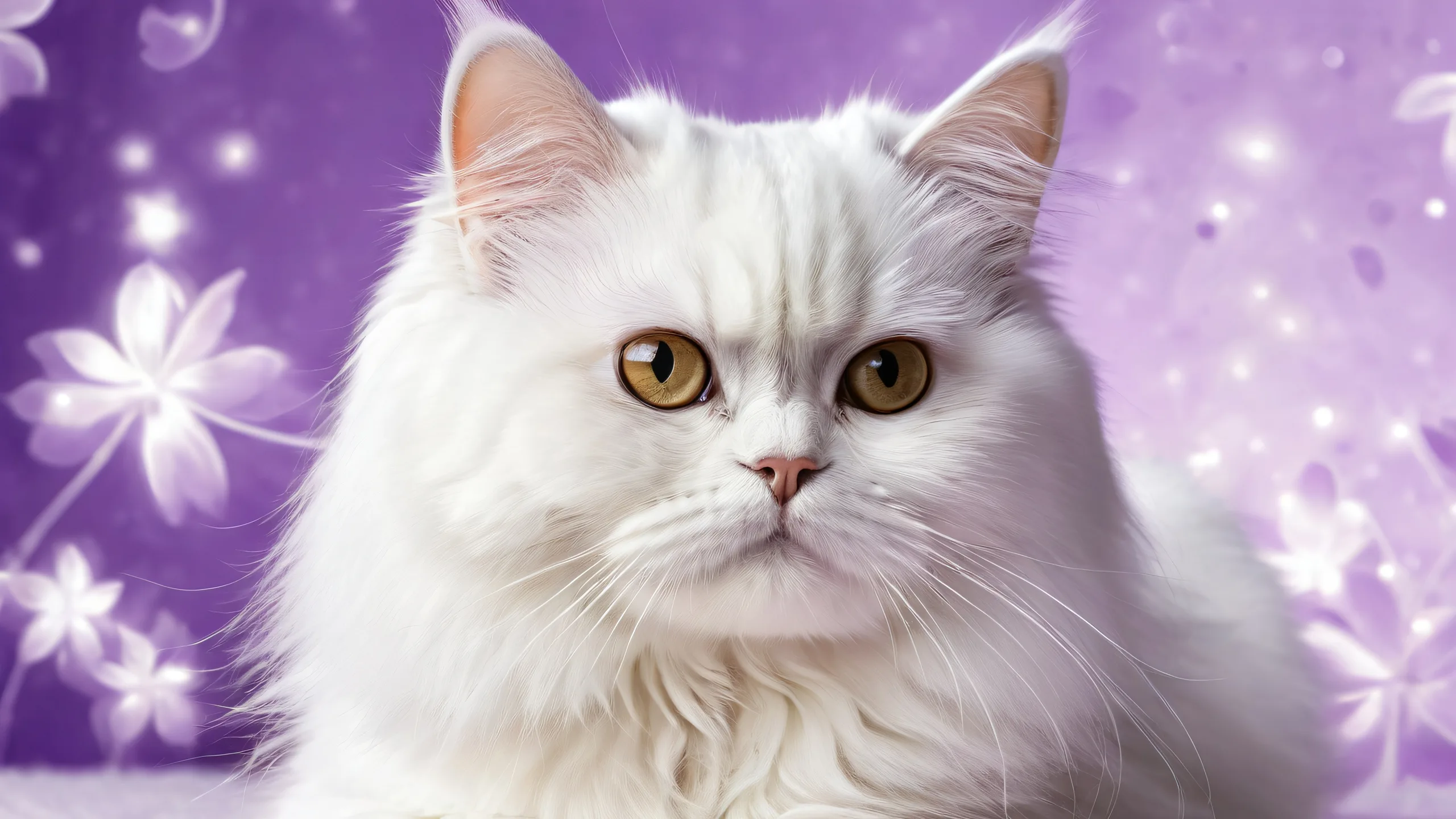 Persian cat in a vast, pure void on a Desktop/PC background with extreme depth of field and ray-traced reflections.
