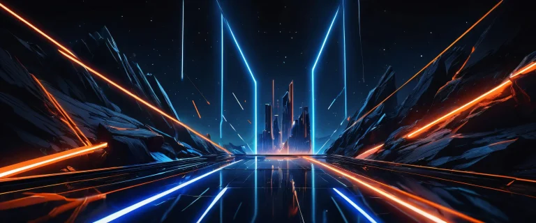 Breathtaking desktop wallpaper of Beat Saber in a deep pure void with perfect blacks and luminescent accents for a sleek dark mode aesthetic on Desktop/PC.