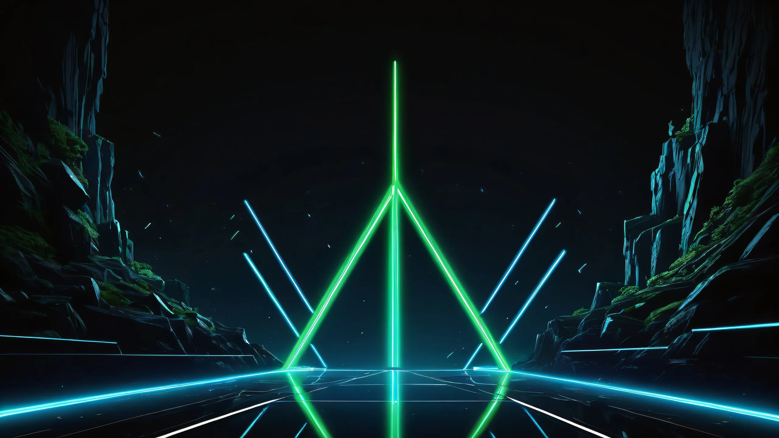 Breathtaking desktop wallpaper of Beat Saber set against a pure void background, perfect for your Desktop/PC.