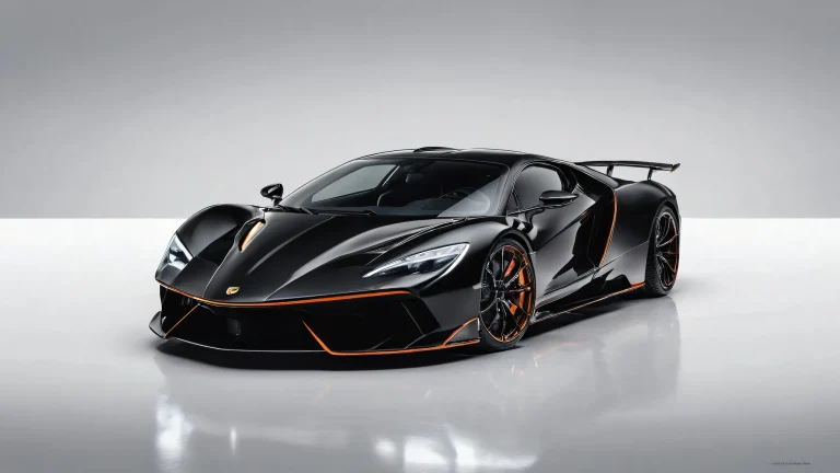 A sleek dark mode desktop wallpaper featuring a car in perfect clarity with deep blacks and luminescent accents, suitable for PC or Desktop.