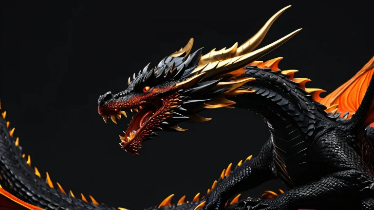 Breathtaking desktop wallpaper of a dragon in a perfectly clean vast pure void with extreme depth of field, for desktop/pc use.