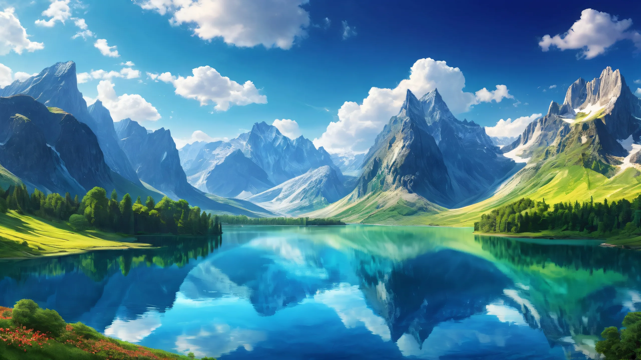 Stunning Ethereal Fantasy Landscapes Wallpaper A serene and majestic fantasy landscape for your desktop/pc featuring a peaceful lake and breathtaking scenery.