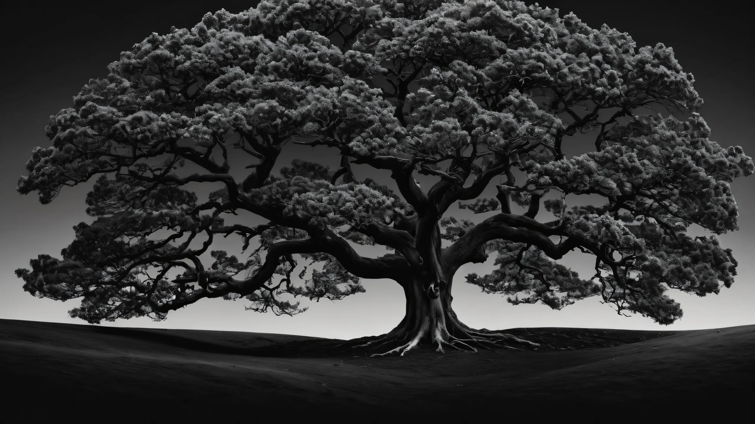 Breathtaking desktop wallpaper of trees against a pure void backdrop for PC and Desktop use.