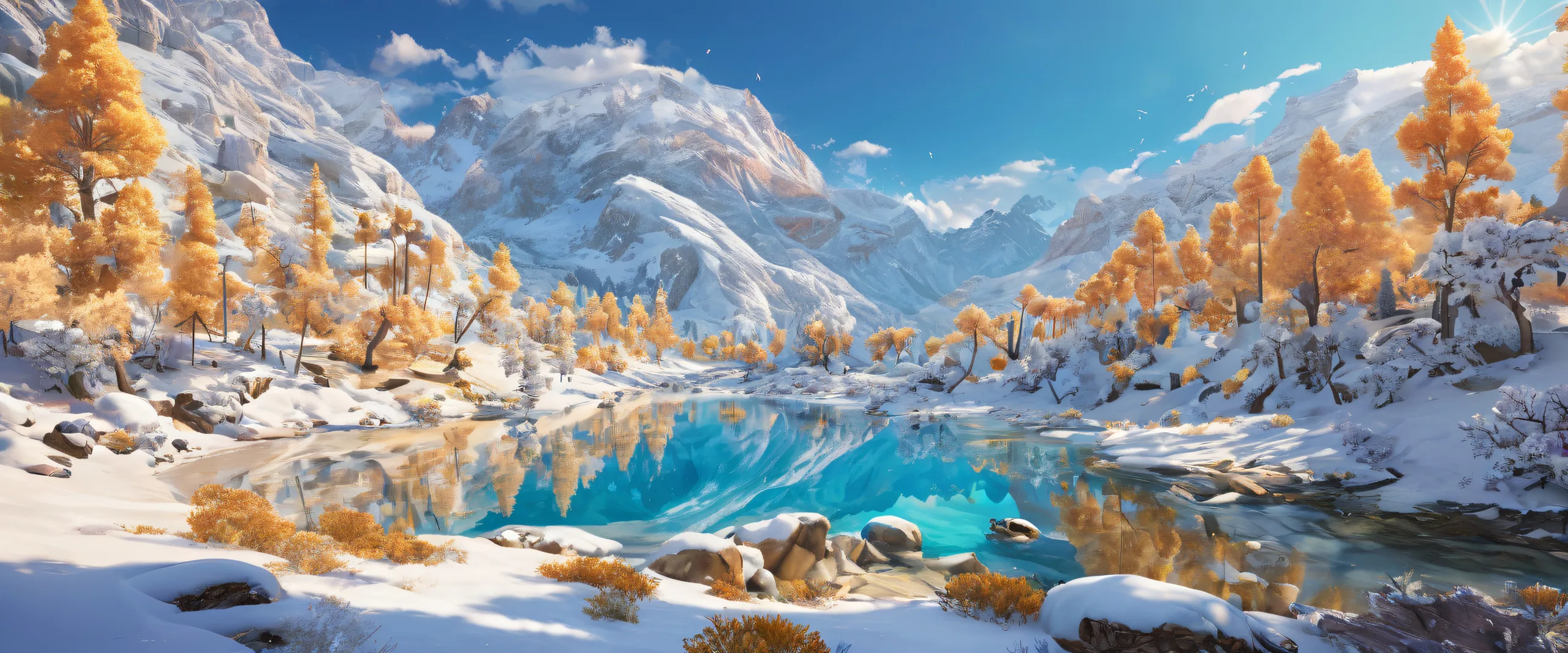 Epic Gaming Odyssey Aesthetic PC Wallpaper Video game characters in a vast pure void with outdoor scenery, perfect for desktop/pc background.