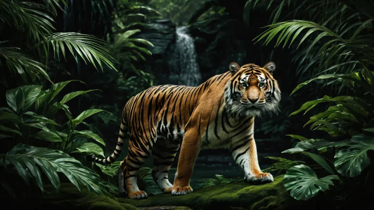 A majestic tiger surrounded by a vast pure void, creating a breathtaking desktop scene for your PC or Desktop.