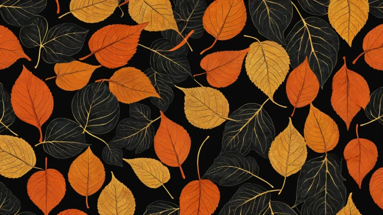 Breathtaking desktop wallpaper featuring leaves on a dark mode background for Desktop/PC