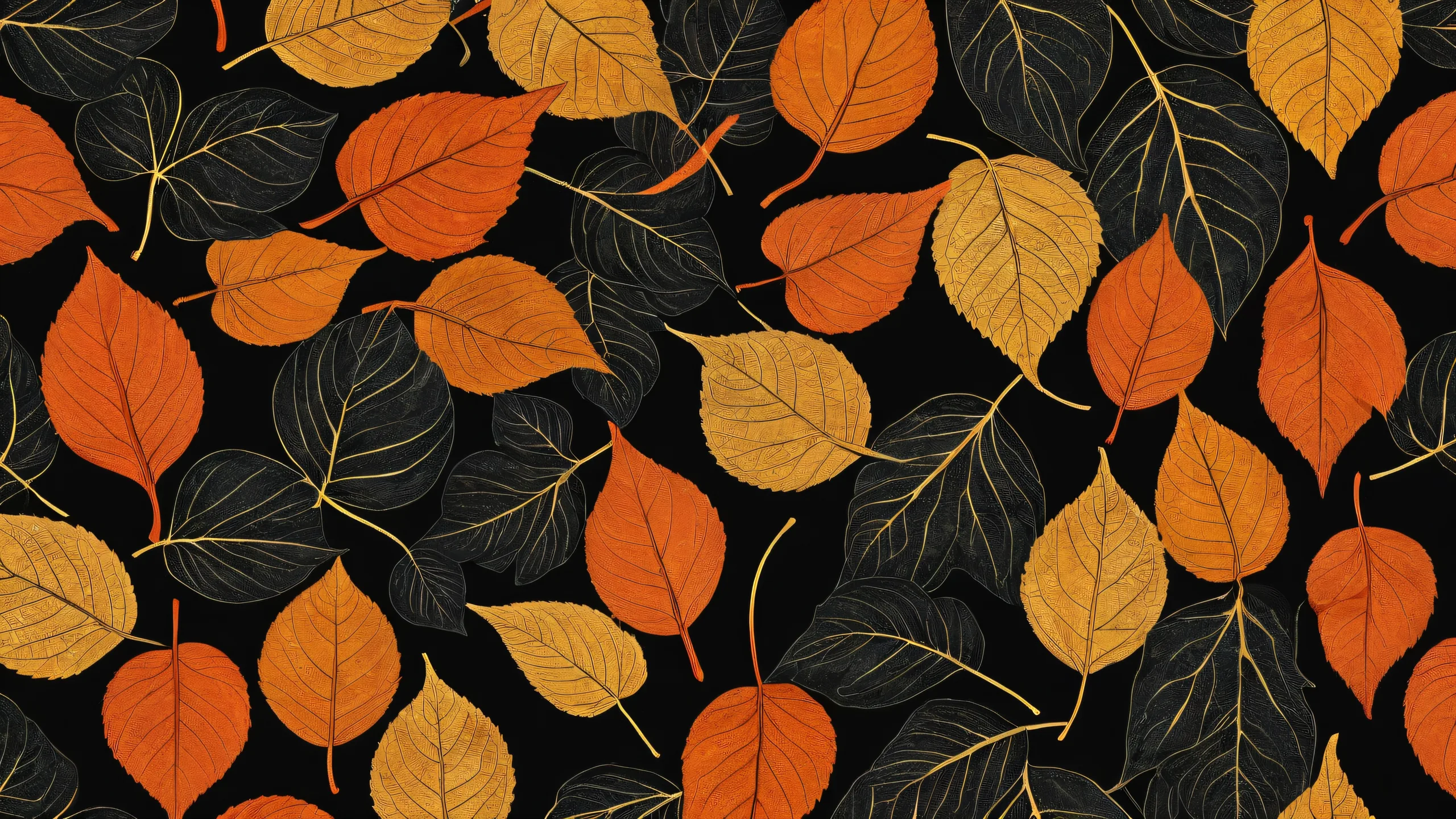 Breathtaking desktop wallpaper featuring leaves on a dark mode background for Desktop/PC