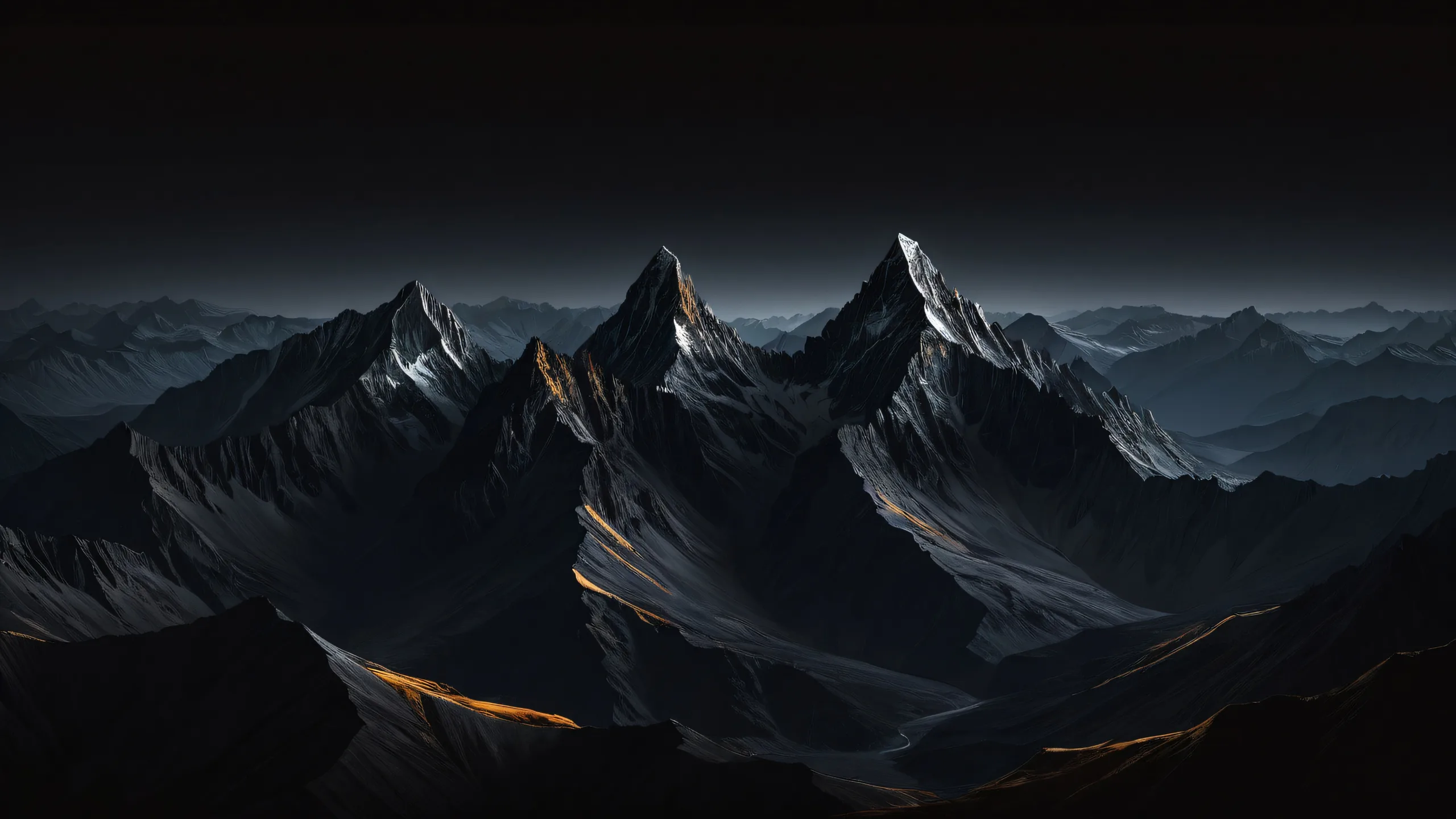 Breathtaking mountains on a dark mode desktop for PC or laptop.