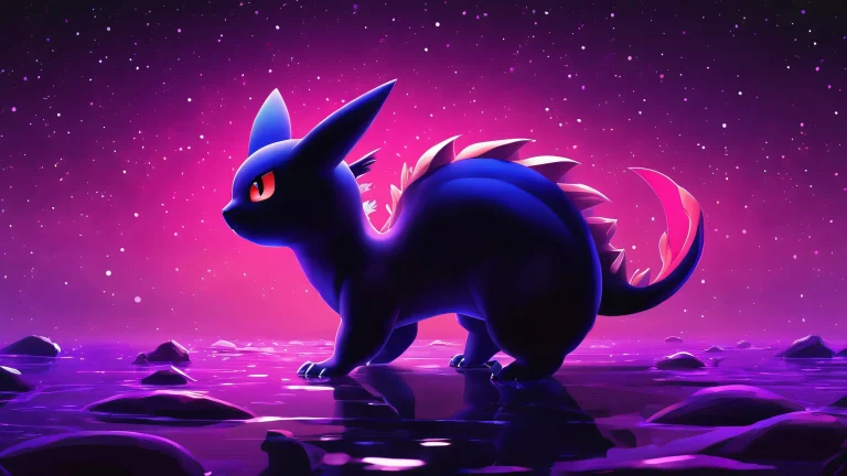 デスクトップまたは PC 上の純粋な虚空の背景に設定された雄大なポケモンの生き物.